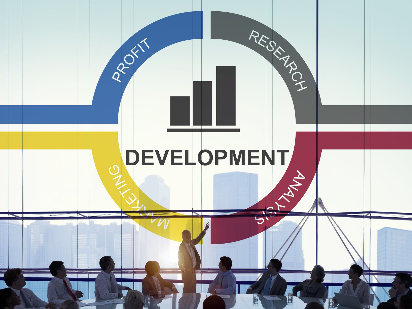 Corporate strategy meeting focusing on organization development and team alignment
